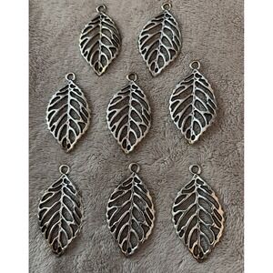 8 Pcs Silver‎ Plated Leaf Charms For Jewelry Making Necklace Bracelet Earrings